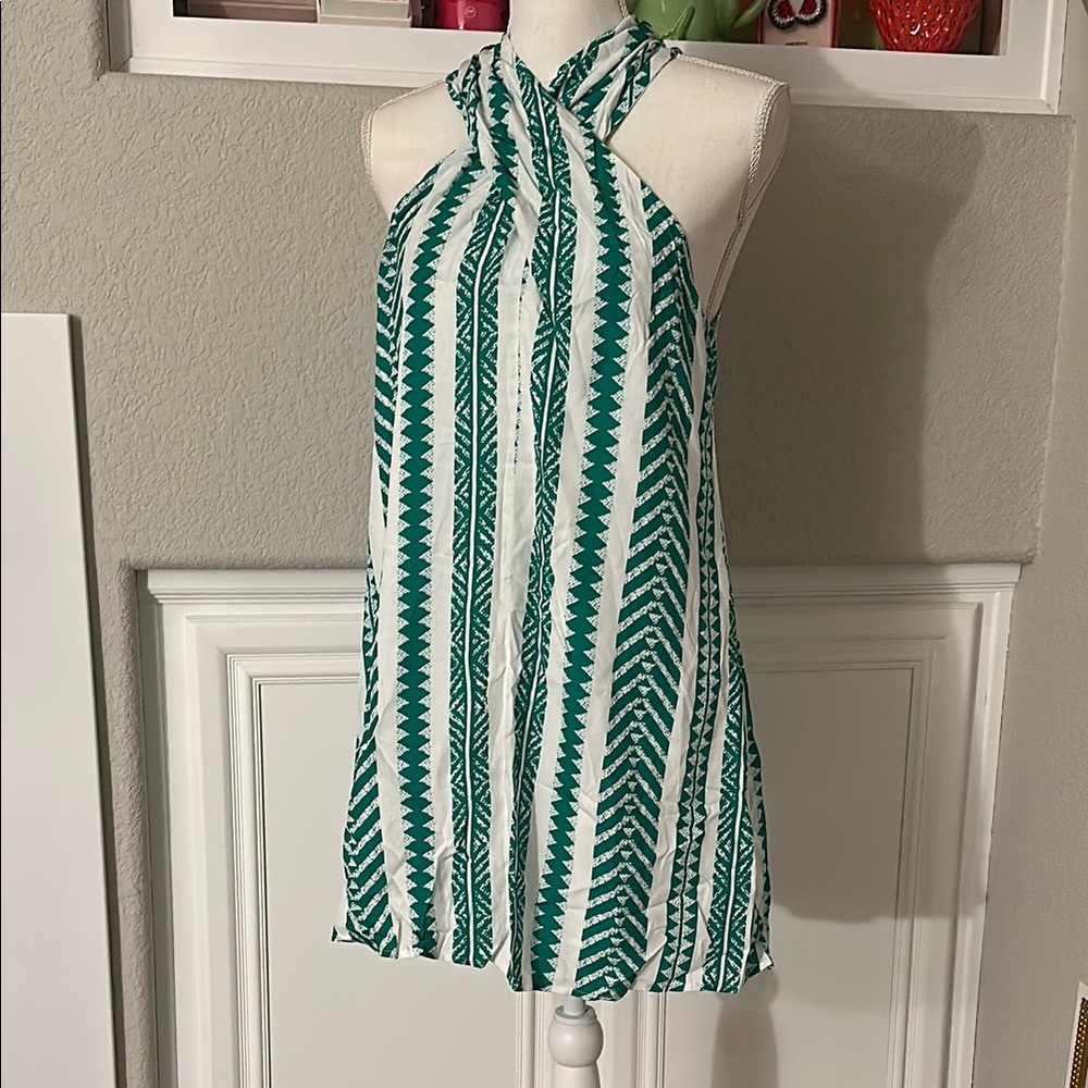 Cupshe Striped Crossover Halterneck Mini Dress NWT - Picture 3 of 13